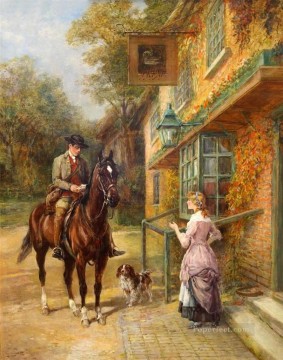 El cartero del pueblo Heywood Hardy montando a caballo Pinturas al óleo